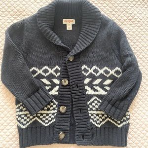 Boys 2T Navy and White Knit Cardigan